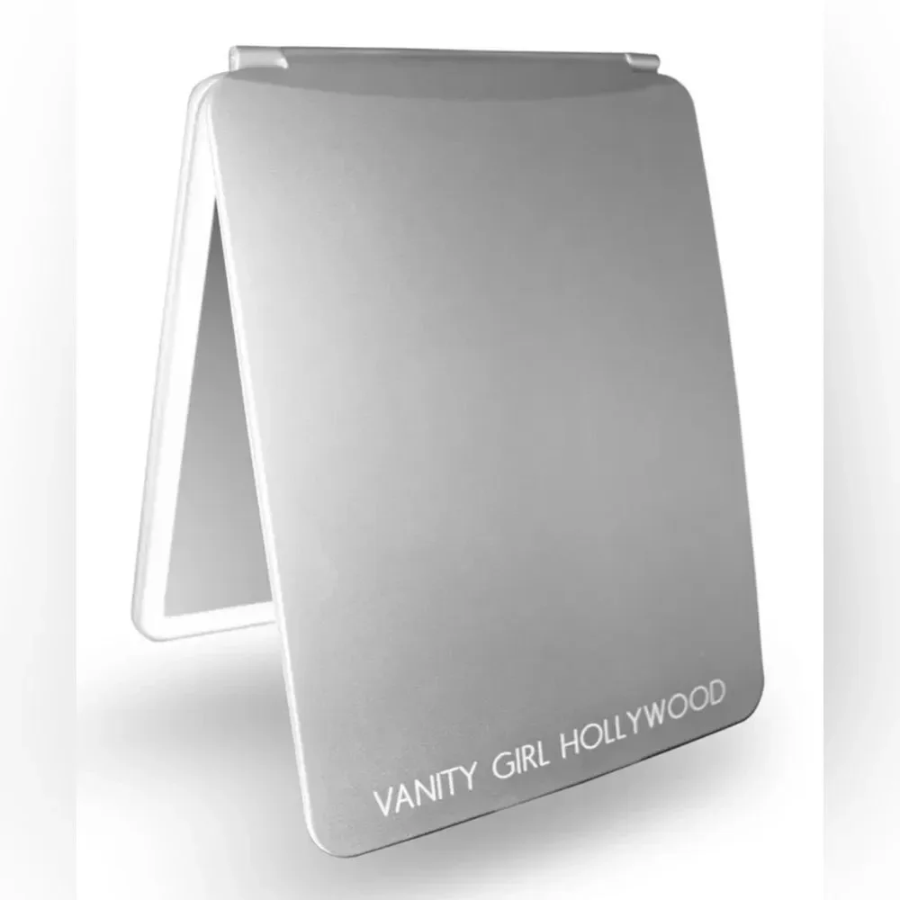 LED Lighted Makeup Mirror - Sleek Gray Compact Vanity Mirror